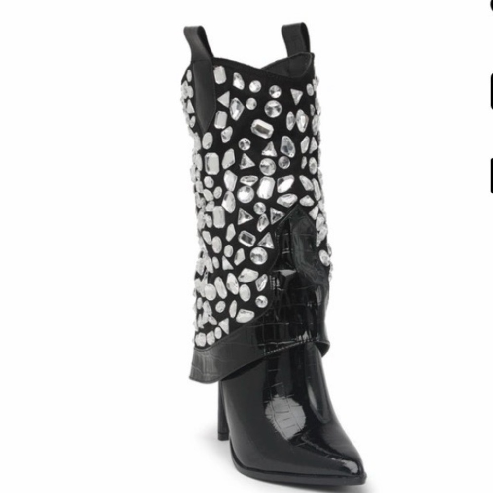 Lauren Lorraine Hana Black Boots with Gemstone Accents size 9 NIB